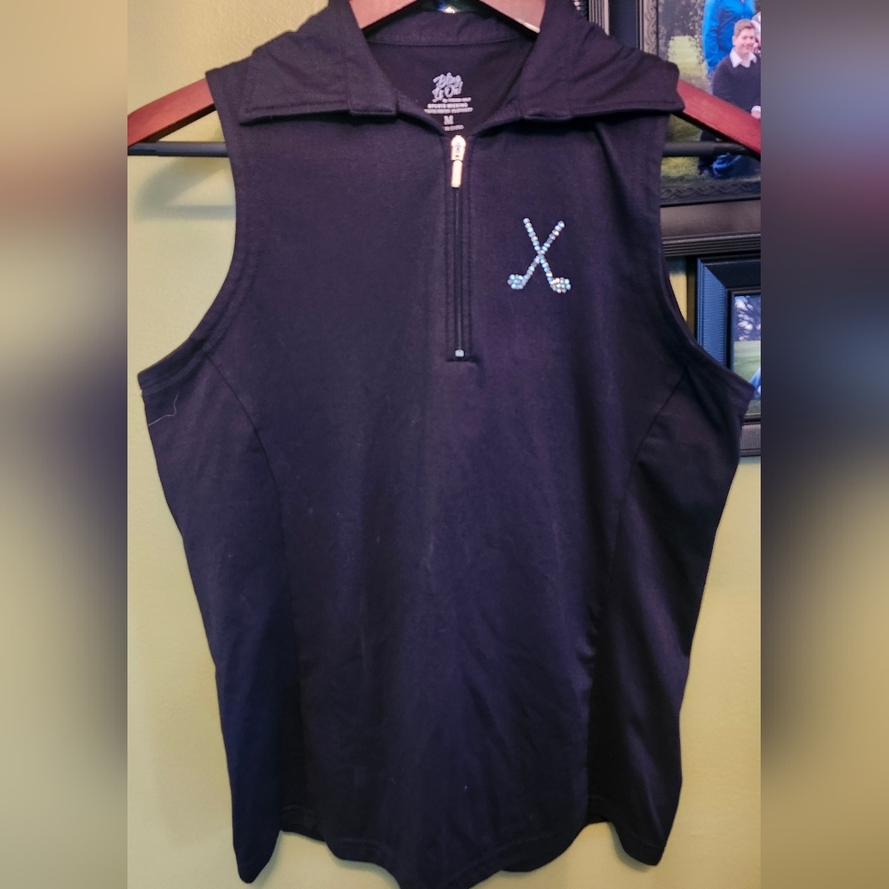 Women's Bling It On by Titania Golf Black‎ Sleeveless Golf Polo Size M